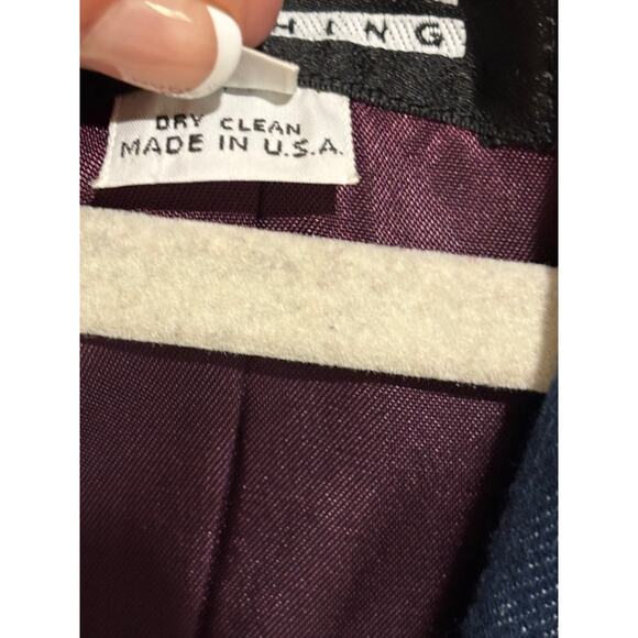 Jag USA Piped Lined Women Sz 6 Blue Denim Blazer Jacket Career Classy Retro - Picture 5 of 10